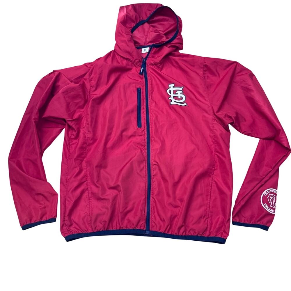 St. Louis Cardinals MLB red windbreaker hooded Old Dominion freight Jacket Sz XL
